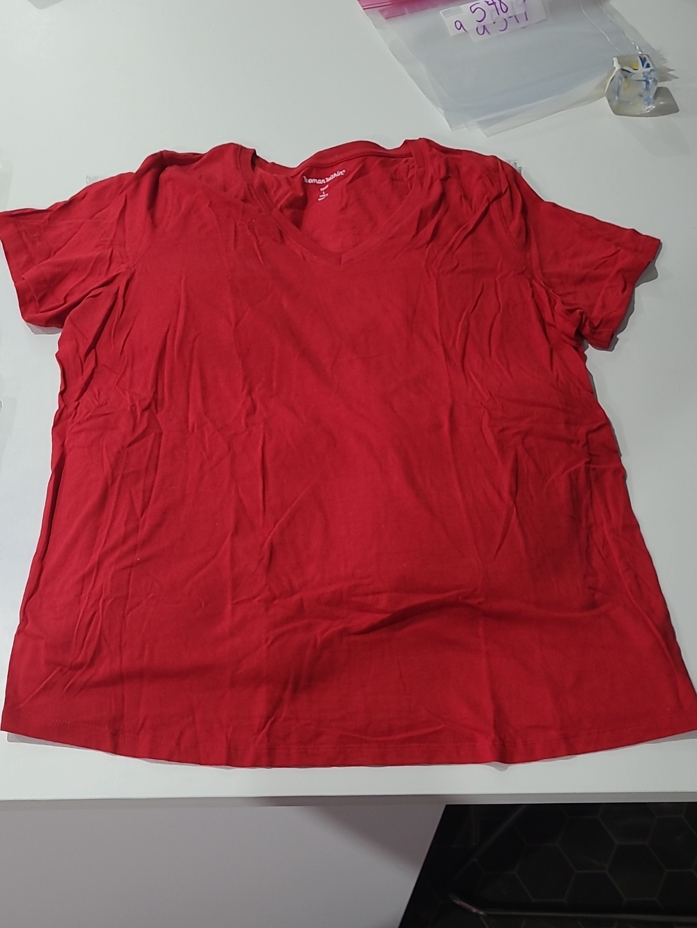 Woman Within 1 Red 1 Black Short Sleeve V-Neck Tee LoT Of 2